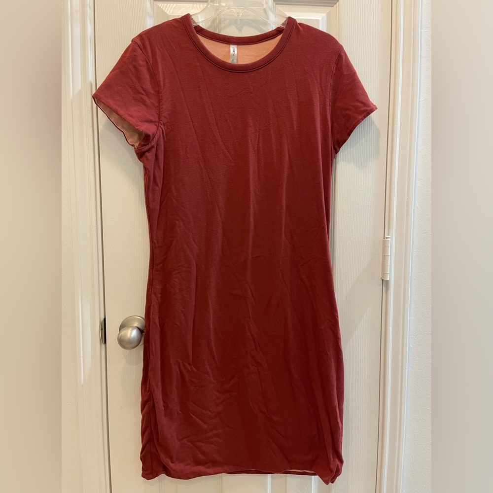 Athleta Women's Destina Reversible Dress Large Tall Short Sleeve Solid Fitted
